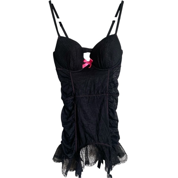 Victoria's Secret Sexy Little Things Garter Belt Slip Chemise Ruffle Shear Lace - Picture 1 of 10